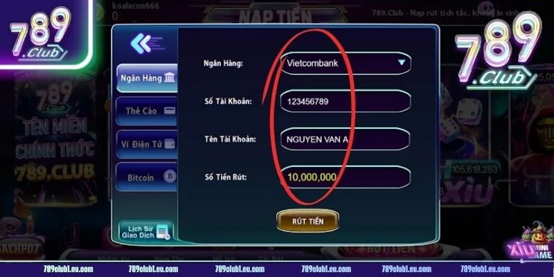 Rút tiền từ 789CLUB có thể thực hiện qua nhiều phương thức.